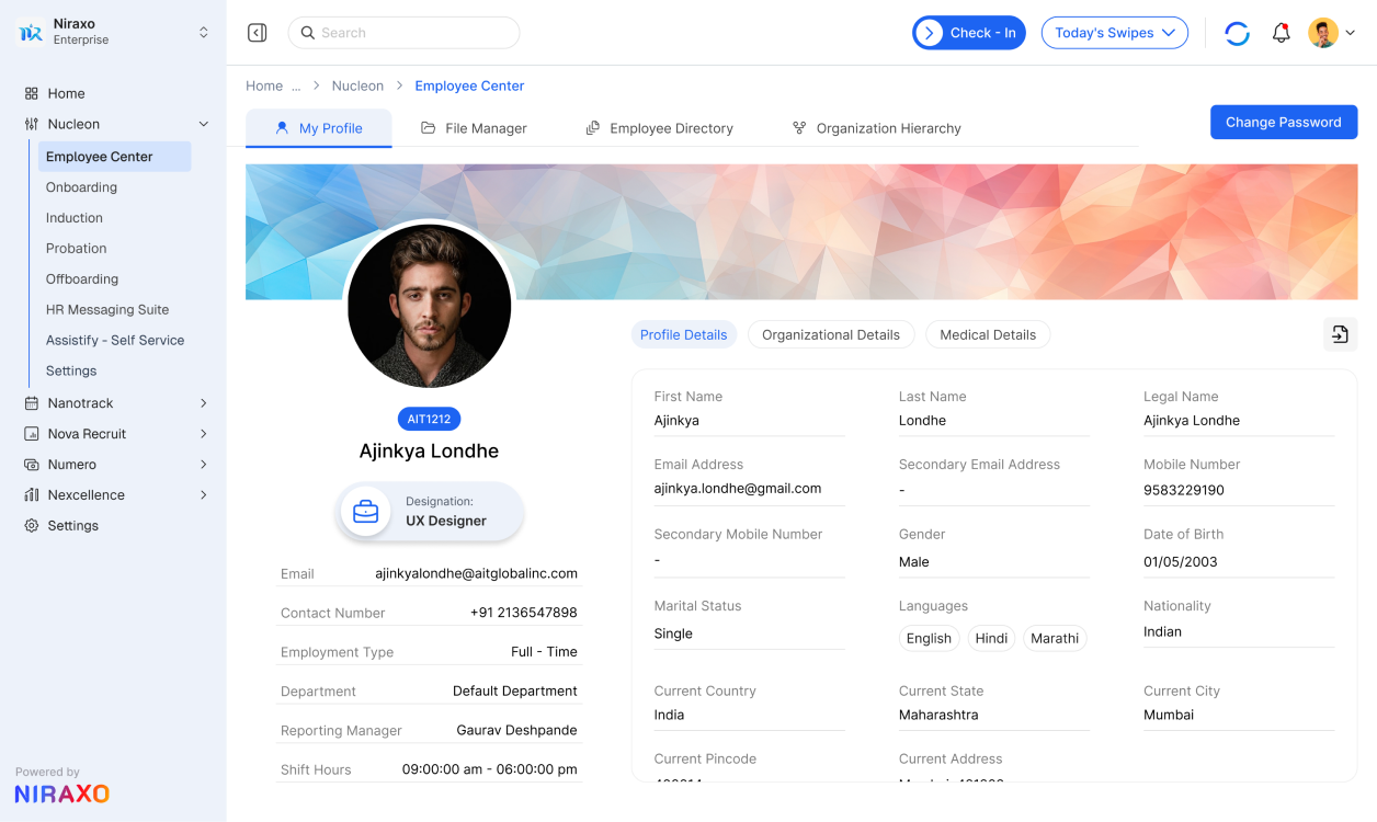 Dashboard feature: Onboarding and Core HR